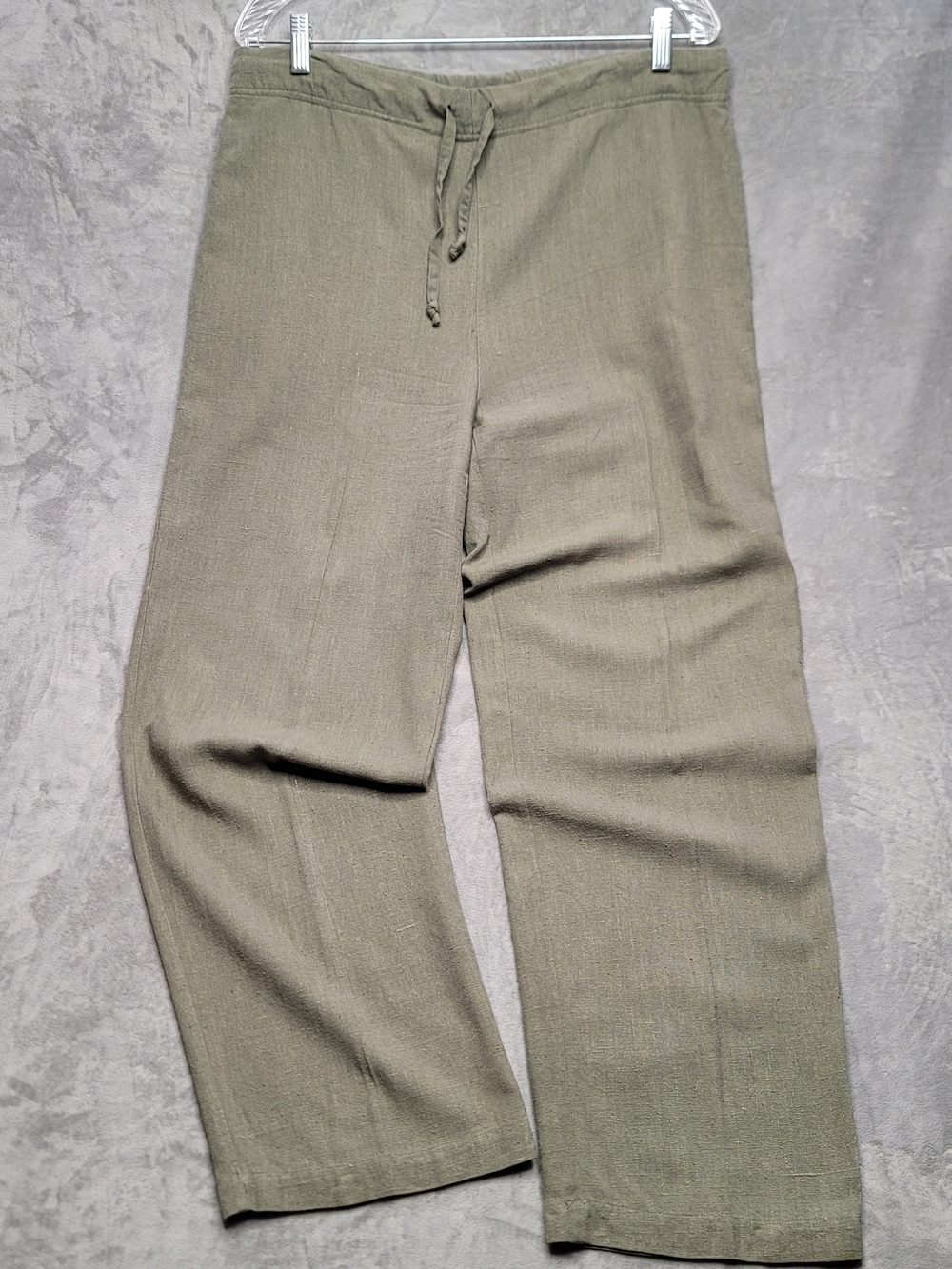 New York & Company Green 100% Silk Wide-Leg Pants Sz S Drawstring Pockets 27"
